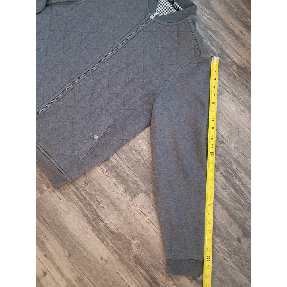Banana Republic Mens Gray Quilted Full Zip Bomber Jacket Size M Charcoal‎